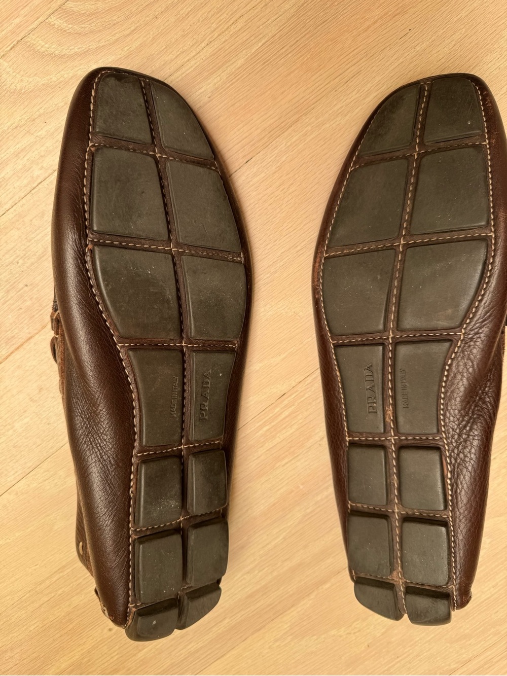 Prada Dark Brown Pebbled Leather Slip-On Loafers size 39 - Picture 9 of 9